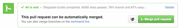 Shippable pull request status